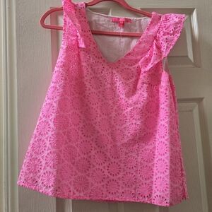 Pink Lilly Pultizer Lina Eyelet Top